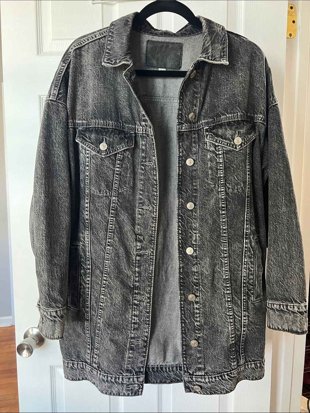 American Eagle Outfitters Faded Black Oversized Denim Jacket
